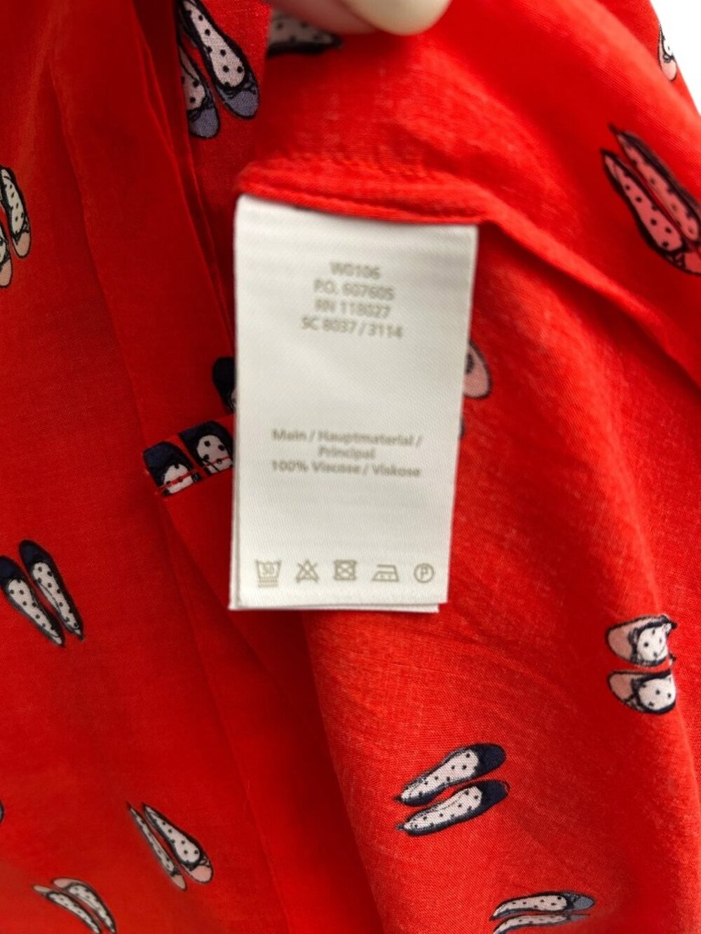 BODEN Women’s US Size 4 Paris Red Ballet Shoes Print Blouse Shirt Top Buttoned - Picture 4 of 5